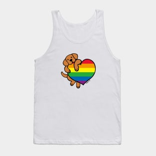 Fox Red Labrador Holding Rainbow Heart Tank Top